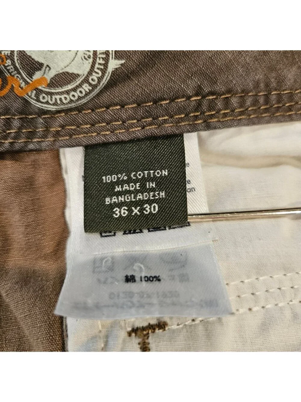 Eddie Bauer Mens 36x30 Khaki Cargo Pants Cotton Relaxed Fit Multi Pockets